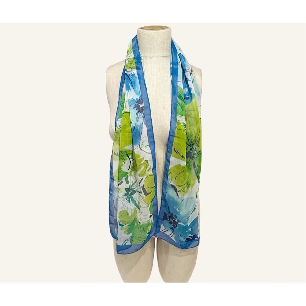 Women Vintage Floral Rectangle Scarf 56” x13”